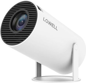LQWELL Beamer, Mini Projektor, unterstützt BT5.0 mit 11.0 Android OS, Automatische Trapezkorrektur, 130-Zoll-Display, 4K Heimkino, hdmi, Weiß