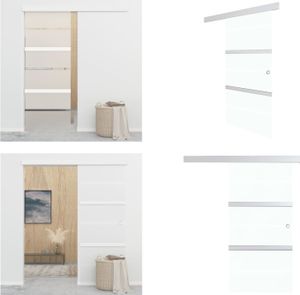 vidaXL Drzwi przesuwne z miękkim zamknięciem ESG ze szkła i aluminium 76x205 cm - Szklane drzwi - Szklane drzwi - Drzwi - Drzwi