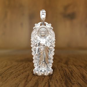 Orientalische große Sonne Tathagata Buddha Anhänger Herren Persönlichkeit Patronus Amulett Silber Halskette Amitabha Buddha Zubehör