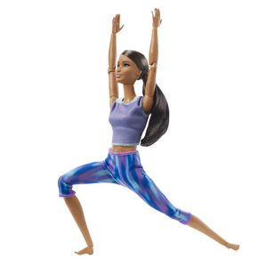 Barbie Made to Move Puppe (Afro-Style) im lila Yoga Outfit