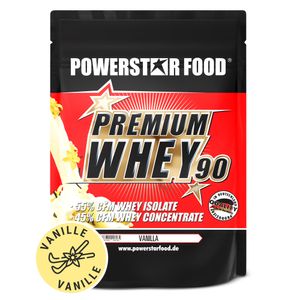 Powerstar PREMIUM WHEY 90 | 90% Protein i.Tr. | Whey-Protein-Pulver 850 g | 55% CFM Whey Isolat & 45% CFM Konzentrat | Eiweiß-Pulver Vanilla