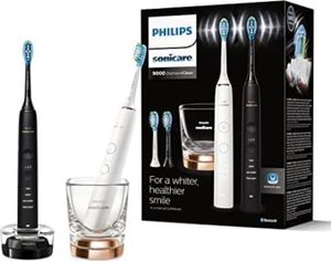 Philips HX9914/61 Sonicare DiamondClean 9000 Elektrische Zahnbürste Doppelpack, 4 Bürstenköpfe - Schwarz/Rosegold