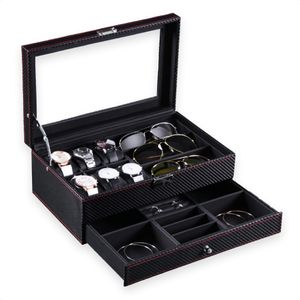 Confibel Luxus-Uhrenbox – Schmuck-/Brillenbox – Sonnenbrillen-Aufbewahrungsbox – Herren/Herren – Schwarz