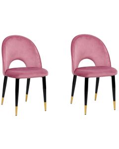 BELIANI Esszimmerstuhl 2er Set Rosa Samtstoff mit Schwarzen Metallbeinen Goldene Akzente Retro Wohnzimmer Esszimmer Ausstattung Möbel Sitzmöbel