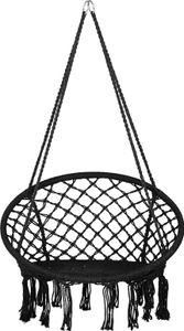 BELIANI Hängesessel Schwarz aus Metall und Baumwolle Schlafzimmer Wohnbereich Balkon Boho-Stil Modernes Design