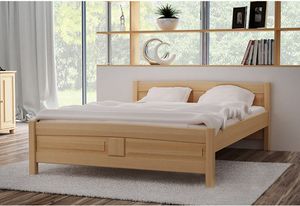 Bett mit Komforthöhe ANGEL + ER Lattenrost, Erhöhtes Bett, erhöhte Liegefläche Bett, Seniorenbett, 160x200cm, Nussbaum-Lack