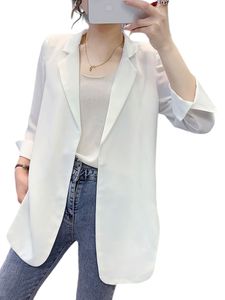 Damen Blazer Langarm Cardigan Outwear Casual Outdoor Mantel Langarmshirt Bluses Top Elfenbeinweiß,Größe XS
