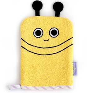 Milk&Moo Buzzy Bee Waschhandschuh, kuschelweicher Waschlappen für Babys und Kinder, Badeschwamm, Badehandschuh, aus 100% Baumwolle, weich und lustig, gelb, ab 0 Monaten