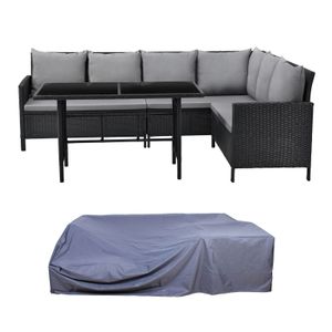 SVITA MADISON Set Rattan Essgruppe Gartenmöbel Polyrattan Haube Lounge schwarz