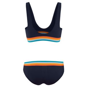 Speedo U-Back Bikini Damen Frauen Retro Style u-förmigen Rückenausschnitt, Farbe:Blau, Größe:36