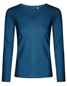 X.O V-Ausschnitt Langarmshirt Plus Size Damen, Petrol, XXXL