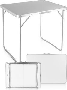 MalTec kempingový stůl skládací stůl v kufru 80x60X70cm hliníkový bílý zahradní stůl MDF lehký robustní stabilní