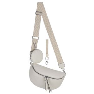Bauchtasche  Umhängetasche Crossbody-Bag Hüfttasche Kunstleder Italy-Design OFF-WHITE