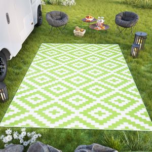 Teppich Outdoor Zweiseitig Wasserdicht Resistent Weiß Grün Picknick Strand Garten  180 x 270 cm