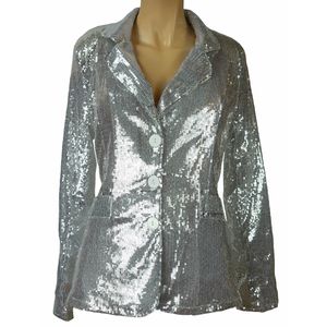 Damen Pailletten Jacket (Silber) / Größe: 40 (M)