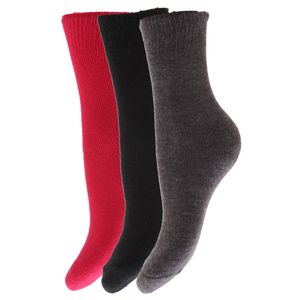 FLOSO detské zimné termo ponožky (3-pack) K105 (26-31 EU) (čierna/sivá/ružová)