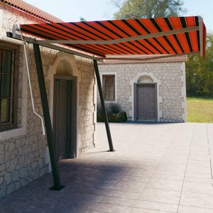 GelenkarmMarkise Klemmmarkise Balkonmarkise Sonnenschutz  Automatisch mit Pfosten 4,5x3 m Orange & Braun