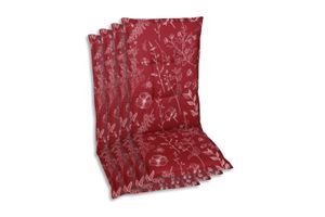 GO-DE Textil, Sesselauflage Hochlehner, 4er Set, Farbe: rot, Maße: 120 cm x 50 cm x 6 cm, Rueckenhoehe: 70 cm
