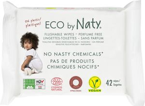 ECO Wet Flushable Wipes mit Toilettenpapierfunktion Naty unparfümiert (42 Stück)