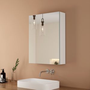 EMKE Spiegelschrank Mattes Weiß, 50×65cm Einzeltür und Verstellbares Regal Badschrank
