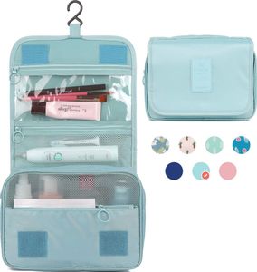 Reise Kulturtasche Zum Aufhängen Kulturbeutel Kosmetiktasche Waschtasche für Kinder Frauen Mädchen Damen (Himmelblau)