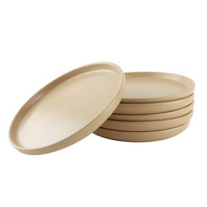 OTIX Frühstücksteller Dessertteller 6er Set 21 cm Beige Keramik ORCHID