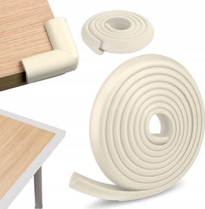 Primabobo® Schaumstoff-Eckschutz, Kantenband 4M Kantenschutz Schaumstoff, Baby Weichem Extra Breiten, Kantenschutz Selbstklebend Tischkantenschutz Stoßschutz für Tisch und Möbel-Ecken, Beige