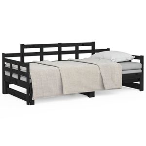 vidaXL Rozkládací postel černá masiv borovice 2x(90x190) cm