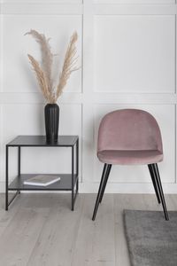 Venture Home Esszimmerstühle 2 Stk. Velvet Samt Schwarz und Altrosa