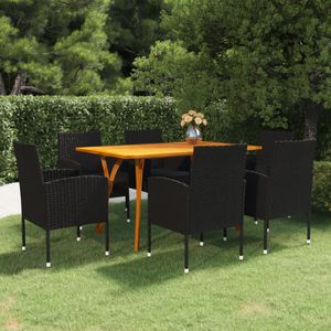 Gartenmöbelset 7-tlg. Outdoor-Essgarnitur 6 Personen Schwarz