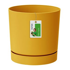Blumentopf Prosperplast Übertopf aus Kunststoff Blumenkübel mit Untersetzer Rund Mustard 0,7 L
