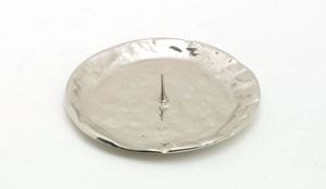 Kerzenteller Messing vernickelt Silber mit Dorn Ø 9 cm ideal für Kerzen
