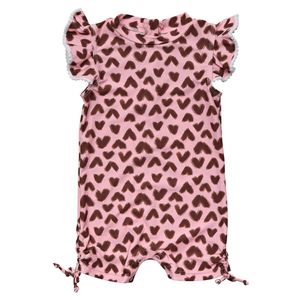 Snapper Rock - UV-Badeanzug für Babys - Kurzer Flatterarm - Wild Love - Rosa, 70/72/74