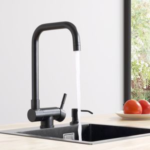 Wasserhahn Küche  360° drehbar Küchenarmatur Edelstahl Spültischarmatur  Küche matt Schwarz