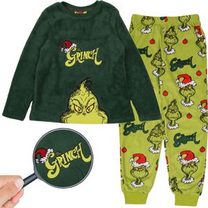 The Grinch Zelené fleecové dětské pyžamo, teplé, s dlouhým rukávem, slavnostní 18-24m 92 cm
