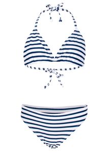 JUJA - Bikini für Mädchen - Stripy - Weiß/Blau, 158/164
