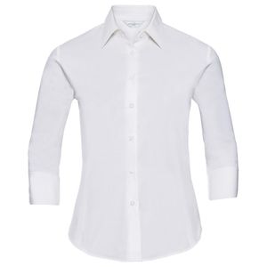 Russell Collection - Formelles Hemd Pflegeleicht für Damen  3/4 Ärmel PC5855 (36 DE) (Weiß)