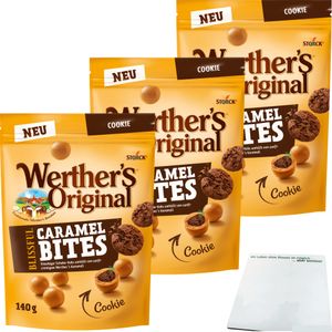 Werther's Original Blissful Caramel Bites Cookie 3er Pack (3x140g Beutel) + usy Block