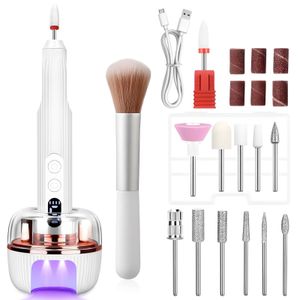 HDeye Elektrischer Nagelfräser für Gel-Nägel Pediküre Set 12 in 1 mit UV-Lampe - USB aufladbar - Ideal für Anfänger Cutter Gel-Nägel und Acryl-Gel