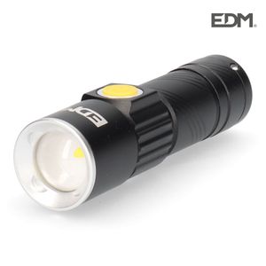 Taschenlampe LED EDM USB Aufladbar Zoom Mini Schwarz Aluminium 120 Lm