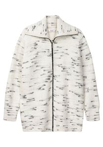 sheego Damen Große Größen Strickjacke mit Troyerkragen und Reißverschluss Strickjacke Citywear sportlich - gemustert