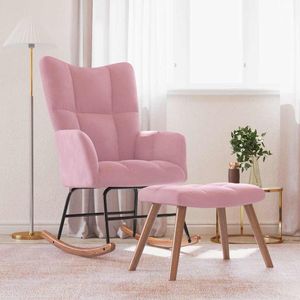 vidaXL Hojdacie kreslo so stoličkou Velvet Pink