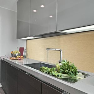 Küchenrückwand Spritzschutz Fliesenspiegel Küche Wandschutz 60x240cm Aluverbund Gold-Gebürstet 007