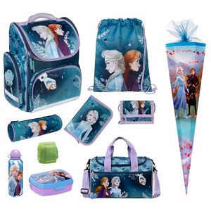 Disney Eiskönigin Mädchen Schulranzen Set 10tlg. Federmappe Sporttasche Schultüte 85cm Frozen 2 Anna & Elsa Blau