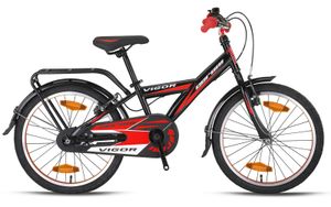 20 Zoll Kinderfahrrad Jungen Fahrrad Rücktrittbremse Reflektoren + V-Bremse ab 7 Jahren   RH 26 cm Schwarz Rot NEU -078