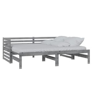 vidaXL Rozkládací postel šedá Borovice masiv 2x(90x200) cm