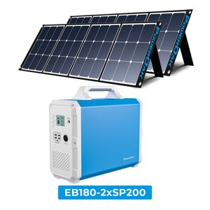 BLUETTI EB180 Solargenerator mit 2PCS SP200 200W Solarpanel inklusiv, Portable Power Station 1800Wh Lite Batterie Backup W/2x220V 1000W AC Steckdosen Solar Bundle Kit für Stromausfall Camping Outdoor