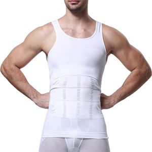 Herren Schlankheitsweste Tank Top Kompressionshemd Unterwäsche Bodybuilding Weste,Farbe: Weiß,Größe:XL