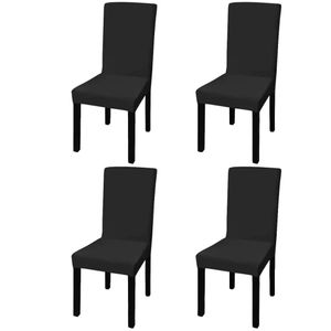 vidaXL Stretch Chair Covers Straight 4 ks Black