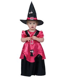 Kleines süßes Hexen-Kostüm für Mädchen Halloweenkostüm schwarz-pink